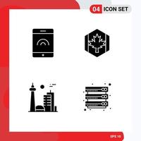 Pack of 4 Modern Solid Glyphs Signs and Symbols for Web Print Media such as mobile city autumn maple toronto Editable Vector Design Elements