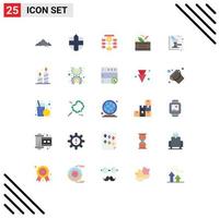 Modern Set of 25 Flat Colors Pictograph of auction vegetables flowchart salad database Editable Vector Design Elements