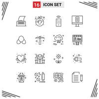 Group of 16 Modern Outlines Set for hoe clothing control clothes beach Editable Vector Design Elements