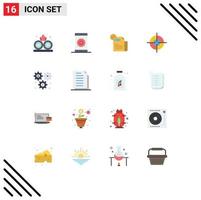 Set of 16 Vector Flat Colors on Grid for wheel interface check aim features Editable Pack of Creative Vector Design Elements
