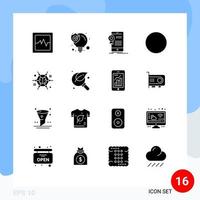 Editable Vector Line Pack of 16 Simple Solid Glyphs of brainstorming connect app mind signal Editable Vector Design Elements