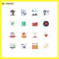 Modern Set of 16 Flat Colors and symbols such as green research mountains market chart Editable Pack of Creative Vector Design Elements