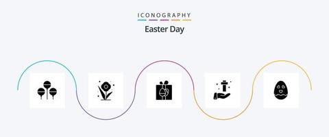 Easter Glyph 5 Icon Pack Including happy. easter. box. cross. celebration vector