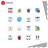 Pictogram Set of 16 Simple Flat Colors of seo world computer waste nuclear Editable Pack of Creative Vector Design Elements