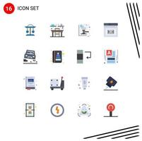 Set of 16 Modern UI Icons Symbols Signs for overtaking page auction paper mail browser Editable Pack of Creative Vector Design Elements