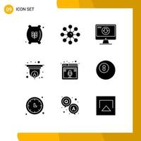 Set of 9 Modern UI Icons Symbols Signs for information cctv skin protection cam download Editable Vector Design Elements