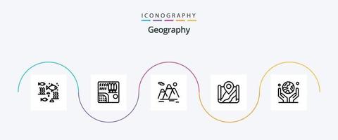 paquete de iconos de la línea 5 de geografía que incluye la ubicación. mapa. río. paisaje. viajar vector