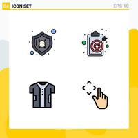 4 Creative Icons Modern Signs and Symbols of danger cloth shield goal digital Editable Vector Design Elements
