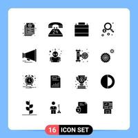 Set of 16 Modern UI Icons Symbols Signs for find dollar contact footwear clothes Editable Vector Design Elements