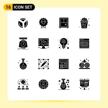 paquete de interfaz de usuario de 16 glifos sólidos básicos de escalas de computadora implementación de escala de ventana elementos de diseño vectorial editables vector