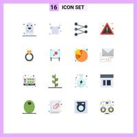 Mobile Interface Flat Color Set of 16 Pictograms of marriage diamound science ring risk Editable Pack of Creative Vector Design Elements