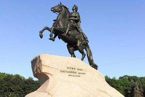 Monument of Russian Emperor Peter the Great, known as The Bronze Horseman in Saint Petersburg , Russia photo