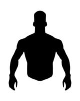 silueta de persona de gimnasio. logotipo de fitness, un icono para un cuerpo musculoso de entrenamiento masculino. vector