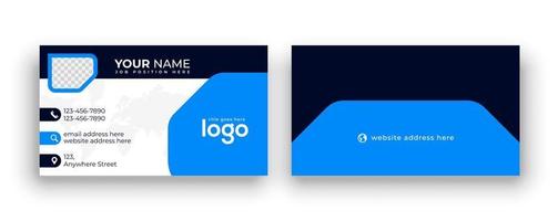 Modern blue, business card vector illustration with a user interface. Creative visiting card.