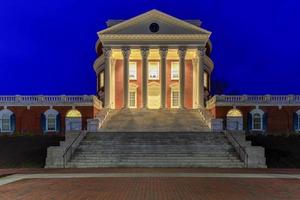 The University of Virginia in Charlottesville, Virginia at night. Thomas Jefferson founded the University of Virginia in 1819. photo
