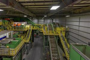 Brooklyn, New York - November 7, 2016 -  Sims Municipal Recycling Center. It is a State-of-the-Art Material Recovery Facility in Sunset Park, Brooklyn, New York. photo