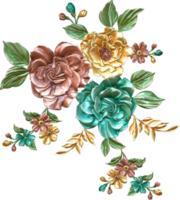 abstrakter metallischer Blumendesignhintergrund, digitale Blumenmalerei, florales Textildesignmaterial, Blumenillustration, Hochzeitsblumenmuster, PNG-Blumenbilder, transparentes dekoratives Blumendesign png