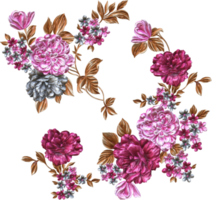 Arrière-plan abstrait de conception de fleurs métalliques Peinture numérique de fleurs Matériel de conception textile floral Illustration de fleurs Motif de fleurs de mariage Images de fleurs png Dessin floral décoratif transparent
