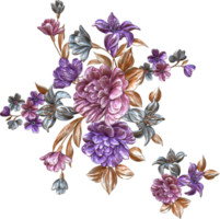 abstrakter metallischer Blumendesignhintergrund, digitale Blumenmalerei, florales Textildesignmaterial, Blumenillustration, Hochzeitsblumenmuster, PNG-Blumenbilder, transparentes dekoratives Blumendesign png