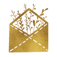 lettre d'or scintillante, carte avec félicitations et fleurs png