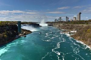 The American Falls at Niagara Falls, New York viewed from the Rainbow Bridge.