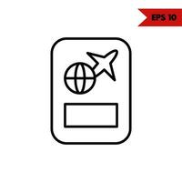 ilustración del icono de la línea de pasaporte vector