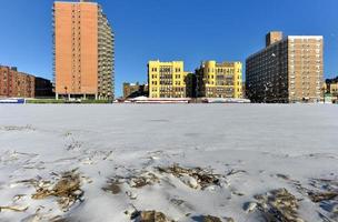 Coney Island Beach in Brooklyn, New York after a major snowstorm. photo