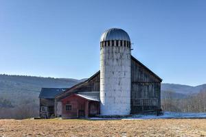 Grain Store Building on a farm in Vermont in the winter. photo