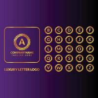 conjunto de logotipos de letras doradas ornamentales de lujo vector