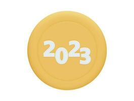 new year coin with 3d vector icon cartoon minimal style