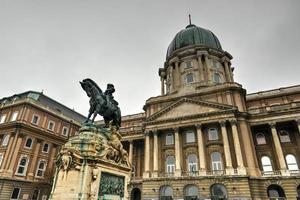 Buda Castle and the statue of Prince Eugene of Savoy photo