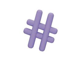 marca de hashtag con icono de vector 3d estilo minimalista de dibujos animados