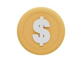 dollar coin with 3d vector icon cartoon minimal style