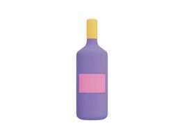 wine bottle mockup with label with 3d vector icon cartoon minimal style