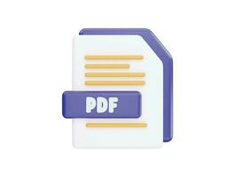 PDF file with 3d vector icon cartoon minimal style