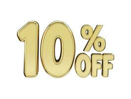 10 percent Golden number with 3d rendering vector