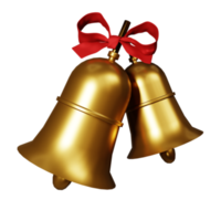 3D two Christmas bell with gold png
