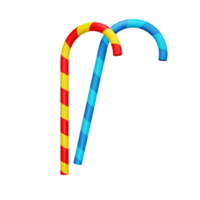 3D Candy Cane stick with rainbow color png