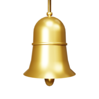 3D Christmas Bell with gold color png