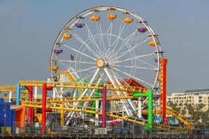 Los Angeles, California - May 15, 2007 -  Ferris wheel on Santa Monica Pier by Santa Monica Beach in Los Angeles, California, USA. photo