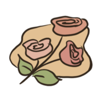 arte de linha três rosas png