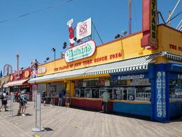 New York City - May 30, 2020 -  Nathan's Restaurant on the Coney Island Boardwalk with social distancing in effect. photo
