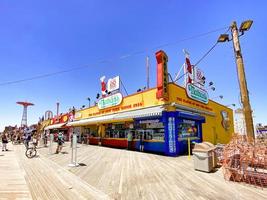 New York City - May 30, 2020 -  Nathan's Restaurant on the Coney Island Boardwalk with social distancing in effect. photo