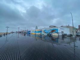 Brooklyn, New York - Apr 26, 2020 -  A deserted boardwalk along the southern coast of Brooklyn, New York. photo