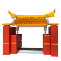 Chinese new year icon gold temple gate 3D render png