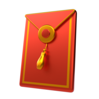 Chinese new year icon red pocket angpao 3D render png