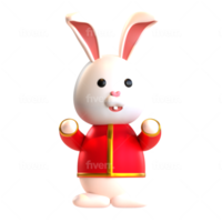 Chinese new year icon cute rabbit character 3D render png