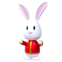 Chinese new year icon cute rabbit 3D render png