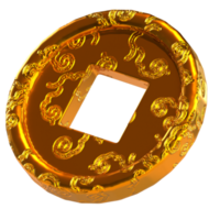 Chinese new year icon gold coin 3D render png