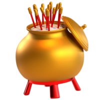 Chinese new year icon incense pot 3D render png